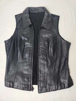 Chaleco de cuero negro vintage Wilsons "Maxima" para mujer talla grande Foto 1 de 4