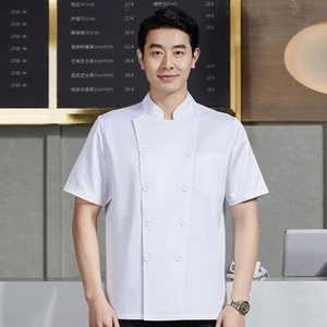 Chef Coat Chef Clothes Short Sleeve Top Executive Shirt Comfortable Chef Jacket - Picture 1 of 34