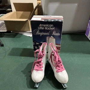 Vintage American Little Rocket Beginner Skates Size 9 Girls Style 380 Pink White - Picture 1 of 17