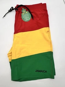 NEW Orro Mens Jamaica Colorblock 3 Pocket Swim Trunks Red Yellow Green 3XL - Picture 1 of 14