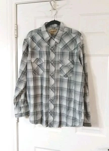 Wrangler Western Hemd Herren XL grau kariert Pearl Snap Langarm - Bild 1 von 5
