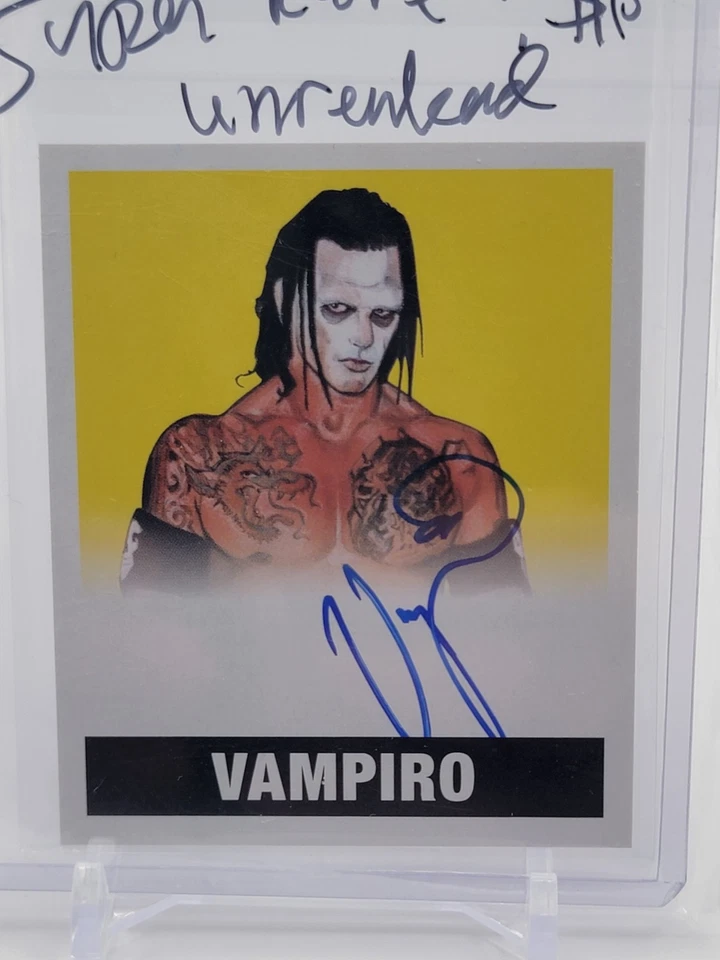 Tarjeta firmada por VAMPIRO #21/25 WCW 2017 Leaf Originals Auto Amarillo ALT Wrestling Foto 1 de 2