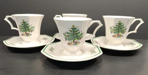 Nikko Weihnachten Weihnachtsbaum Muster Achteck Teetassen & Untertassen 4er Set - Bild 1 von 23