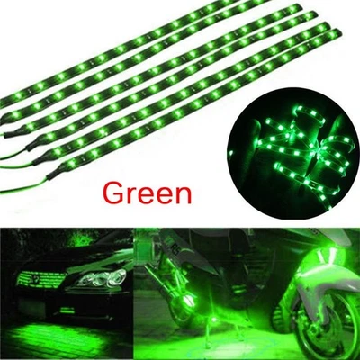 Green 5PCS 12V 12" 15SMD Flexible LED Strip Light Waterproof For Car Truck Boat - Image 1 of 4