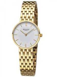 Regent F-1487 Damenuhr Edelstahl mit feinem Gliederarmband Analog Goldfarben 5 A - Picture 1 of 1
