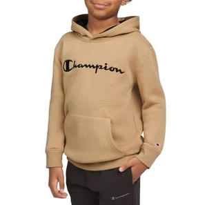Felpa con cappuccio Champion ragazzo logo in pile taglia XS 4/5 farina d'avena nuova - Foto 1 di 5