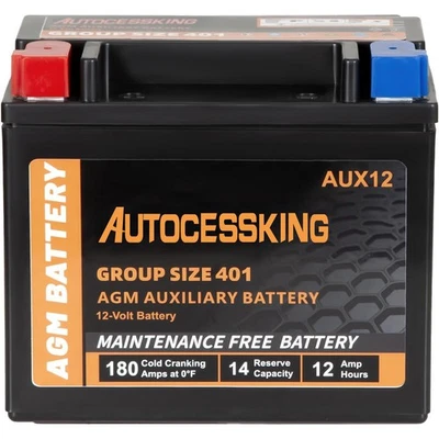 AUX12 Auxiliary Battery 12V 12Ah 14RC 180CCA Group 401 AUX Automotive Battery - Image 1 of 4
