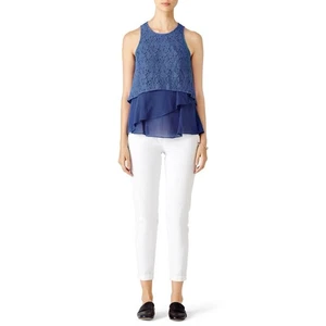 Derek Lam 10 Crosby Bluse Top blau geblümt Lagenlook Gr. 4 - Bild 1 von 13