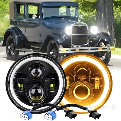 Proyector de faros LED redondos DOT de 7 pulgadas haz alto/bajo apto para Ford Modelo A 1930 1931 Foto 1 de 4
