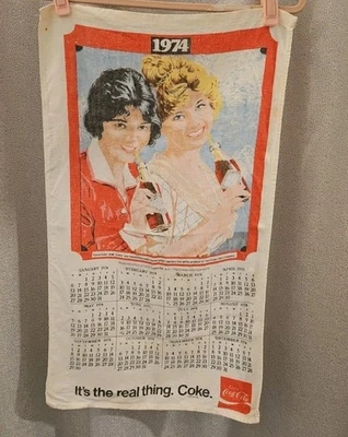 1974 Vintage Coca Cola Linen Calendar - Image 1 of 3