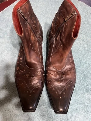 Botas de Lujo Jo Ghost Marrón Cremallera al Tobillo Vero Cuoio Hechas en Italia EU 46 US 13 Foto 1 de 4