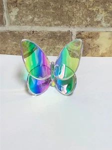 Statuina Baccarat farfalla portafortuna iridescente cristallo trasparente - Foto 1 di 8