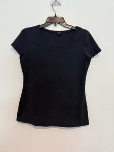 Blusa camisa manga corta azul marino Lafayette 148 para mujer talla M mezcla de algodón - Imagen 1 de 4