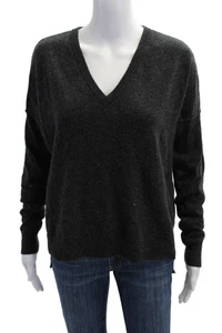 Feel the Piece Terre Jacobs Womens Cashmere V neck Long Sleeve Top Gray Size OS - Picture 1 of 5