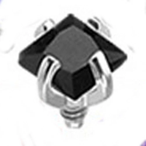 1 - 316L Surgical Steel Internally Threaded Prong Set Square Gem Dermal Top G31  - Image 1 of 1