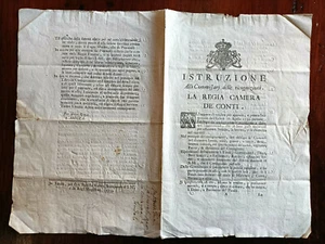 C453-REGNO DI SARDEGNA, TORINO, ISTRUZIONI DALLA REGIA CAMERA DEI CONTI, 1734 - Foto 1 di 2