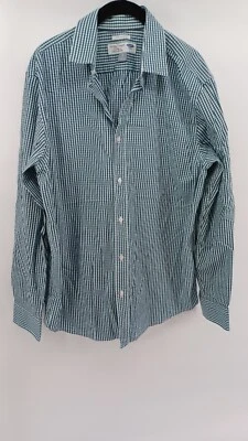 Old Navy The Signature 男式衬衫大号长袖蓝色格子修身版型  — 第 1/4 张图片