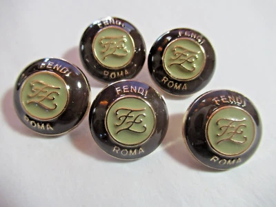 FENDI 5  metal ENAMEL  buttons  BROWN BEIGE  tone 18mm   THIS IS FOR 5 - Image 1 of 3
