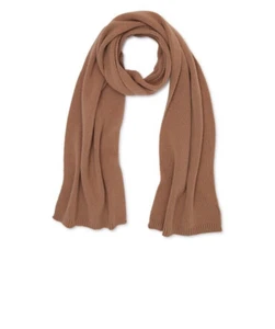 Time & Tru Women's Brown Stretch Soft Knit Scarf with Ribbed Trim One Size NWT - Picture 1 of 12