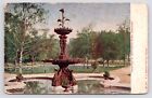 c1908~Jefferson Park~Renaissance Style Fountain~Pond~Chicago IL~Antique Postcard
