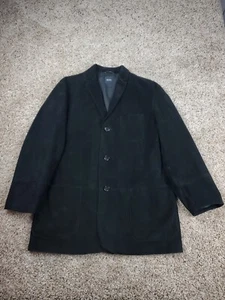 Hugo Boss Calfskin Suede Cuba Blazer Jacket 42R Mens Black 3 Button Pockets  - Picture 1 of 15