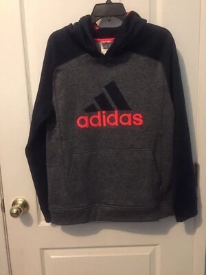 Adidas boys hooded sweater sz 18/20 Blue, Grey, Orange - Image 1 of 3