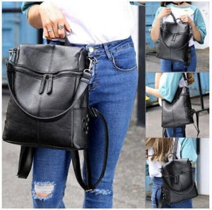 Diebstahlsicherer Lederrucksack für Damen Rucksack Reisetasche Schultasche - Bild 1 von 5
