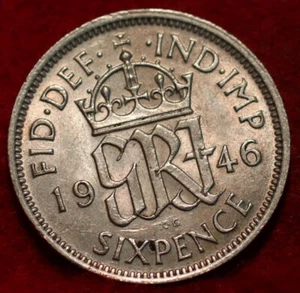 🇬🇧 Uncirculated 1946 Great Britain 6 Pence Silver Foreign Coin - Picture 1 of 2