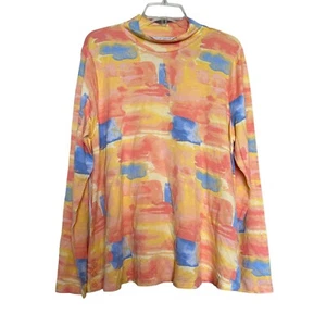 Sport Savvy Womens Top Multicolor Large Mock Neck Long Sleeve Abstract NWOT - Picture 1 of 10