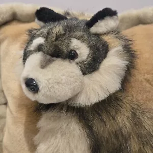 JAAG Plush Wolf Throw Pillow Dog Figural 3D Shaped Square Small Tan Neutral - Picture 1 of 12