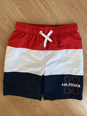 Boys Tommy Hilfiger Size M (12/14) Red White & Blue Mesh Lined Swim Shorts - Image 1 of 4