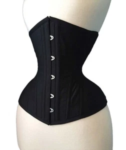 Womens Cotton Corset Waist Training Corset Black Corset Steel Boned Corset - Picture 1 of 3