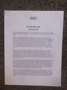GARTH BROOKS "SCARECROW" 2001 CAPITOL NASHVILLE 3 PAGE PRESS MATERIALS EX+ - Picture 1 of 6