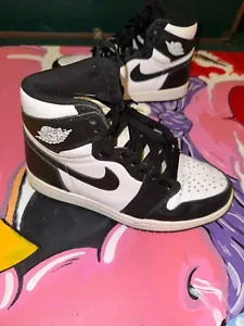 Jordan 1 Retro High OG 'Black White 555088-010 Size 8 US/ Size 7 UK (No Laces) - Picture 1 of 5