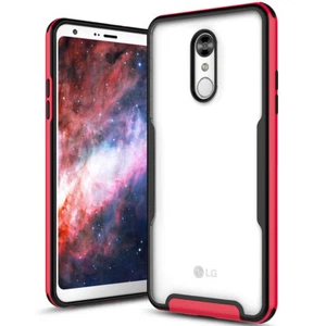 Hybrid Transparent Hard Back Cover+TPU Bumper Case+Tempered Glass for LG Stylo 4 - Picture 1 of 41