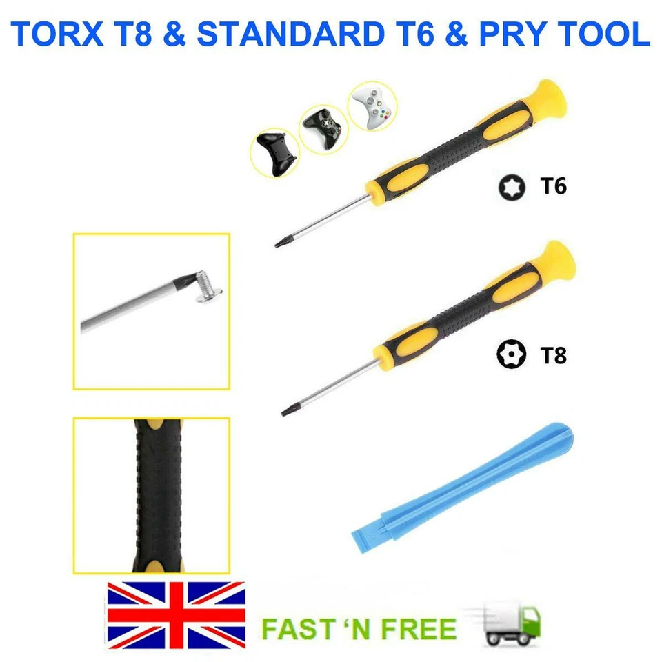 XBOX PS3/4 CONSOLE OPENING TOOL AND SECURITY SCREWDRIVERS KIT TORX T8 T6 REPAIR - Image 1 of 4