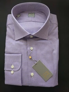 GOLD LABEL Fancy Ike Behar New York PURPLE GEOMETRIC Shirt 16 1/2 34/35 - Picture 1 of 5