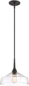 Pendant Light Clear Shade Satin Bronze Designers Fountains 90232-SB Foundry - Picture 1 of 5