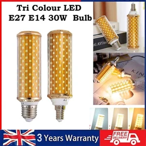 LED Corn Bulbs E14 E27 Screw 30W High Powered Tri Color Energy Saving Light Bulb - Picture 1 of 29