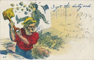 Postkarte I Got The Dirty End Comic Worker Posted Bergen NY 1907 - Bild 1 von 2