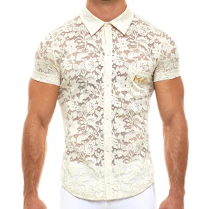 Chemise Modus Vivendi Floral Lace Shirt Semi-Transparent Ivory 04141 B48 - Picture 1 of 6