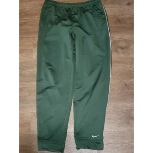Nike Team Track Pants Athletic Fit Training Warm Up Green White Stripe M Vtg Y2K - Picture 1 of 7