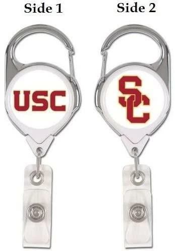 USC Trojans Retractable Metal Badge Holder [NEW] NCAA Key Chain ID Ring - Image 1 of 1