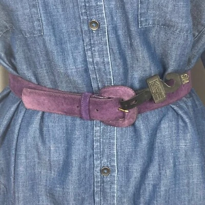 Cinturón de gamuza púrpura vintage para mujer pequeño de 24 a 29 pulgadas Kandall & Marcus nuevo sin etiquetas Foto 1 de 4