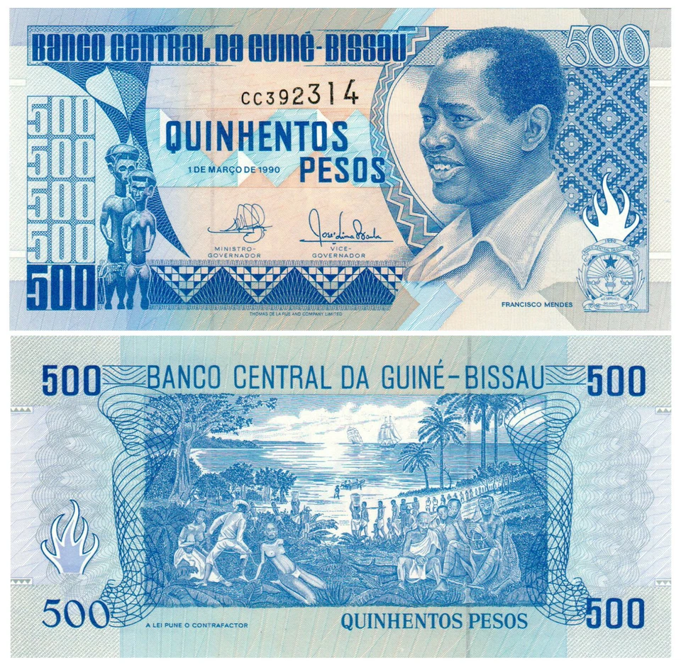Guinea-Bissau 500 Pesos P#12 (1990) Banco Nacional da Guiné-Bissau UNC - Image 1 of 1