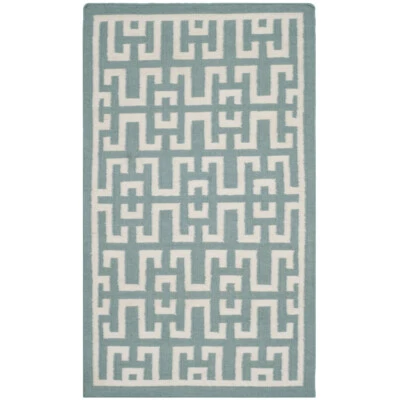 Alfombra SAFAVIEH Dhurries DHU621A tejida a mano espuma de mar/marfil Foto 1 de 4