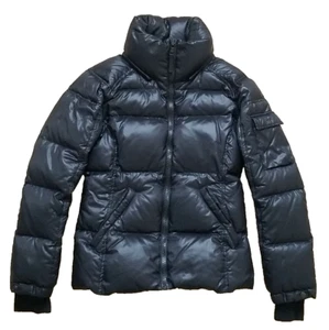 S13 NY Kylie Down Puffer Jacket Women S Black Nylon Coat Cuff Thumbholes No Hood - Picture 1 of 10