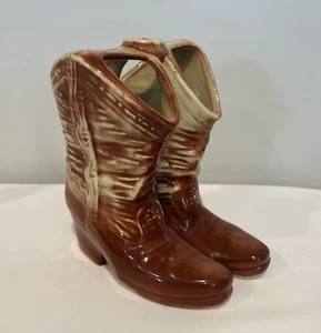 Vintage McCoy Keramik Cowboystiefel Lampenfuß Pflanzgefäß Vase braun Made in USA - Bild 1 von 16