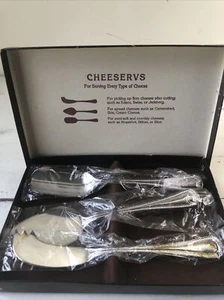 3 Vintage New NOS Godinger Silver Plate Cheeseservs Cheese Serving Utensils Box - Picture 1 of 9