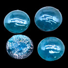 10 Shiny Blue Dome Top Glass Cabochons, 20 Mm Round, 6 Mm Thick